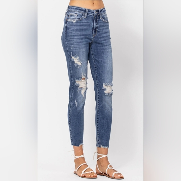 NWT Judy Blue distressed, high waist, relaxed fit jeans sz 15 (32) - Picture 12 of 16